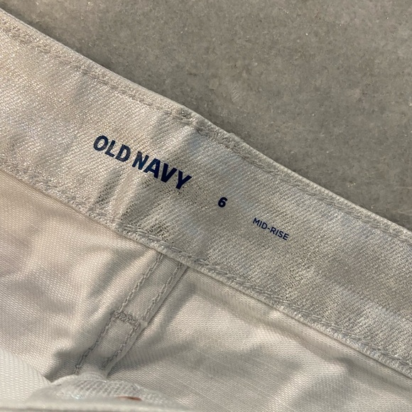 NWT Old Navy Size 6 Silver Shine Metallic Zip Stretch Denim A Line Mini Skirt - Picture 8 of 12